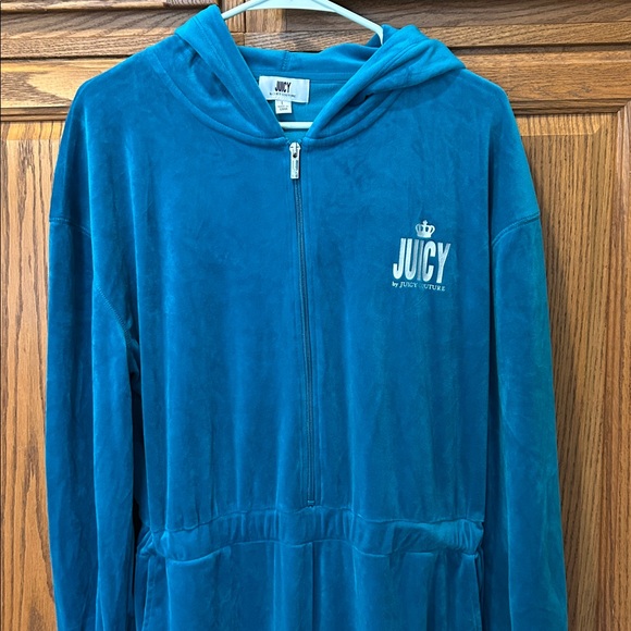 Juicy Couture Teal Velour Hoodie Jumpsuit - Picture 5 of 10